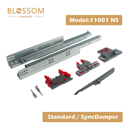 Blossom 11001 NS Smooth Silent Three-Section Drawer Slide with Soft-Close Damping for Commercial and Domestic Drawers